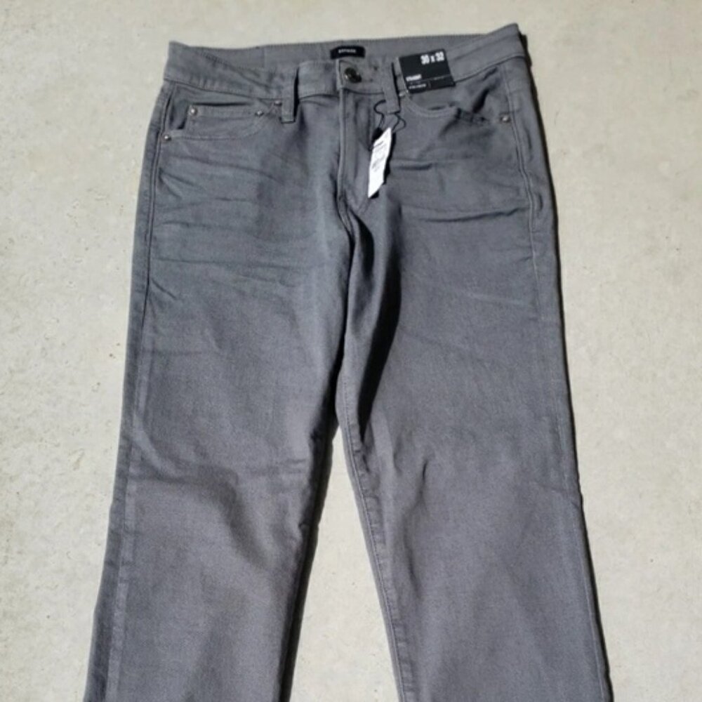 Mens Express Jeans 30x32 Gray Hyper Stretch Mid Rise Jeans NEW w Tags